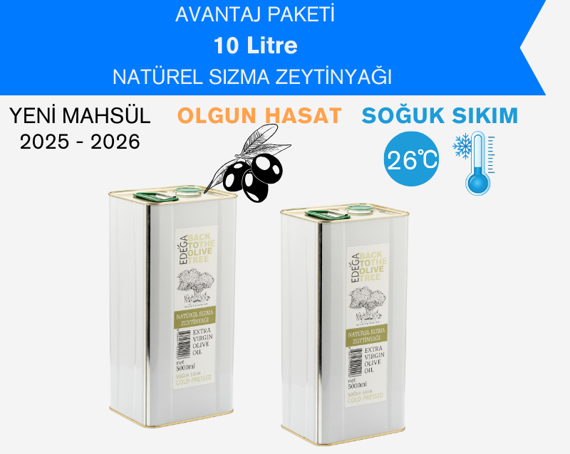 Soğuk Sıkım Natürel Sızma Zeytinyağı 10 Litre Teneke Ambalaj (Filtreli)