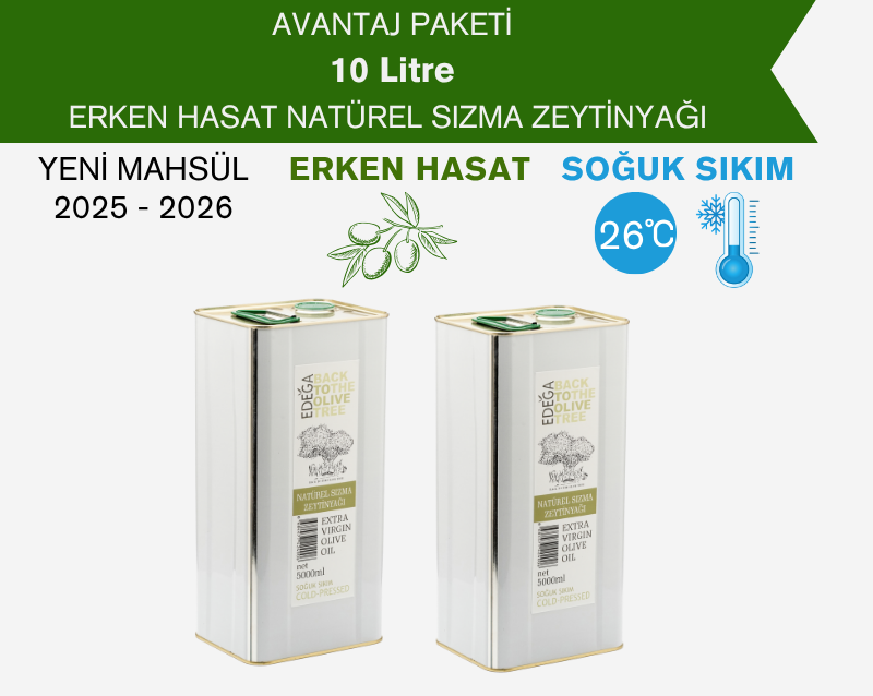 Erken Hasat Natürel Sızma Zeytinyağı 10 Litre Teneke Ambalaj (Filtreli)