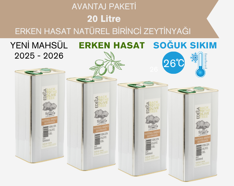 Natürel Birinci Zeytinyağı 20 Litre Teneke Ambalaj – Filtresiz