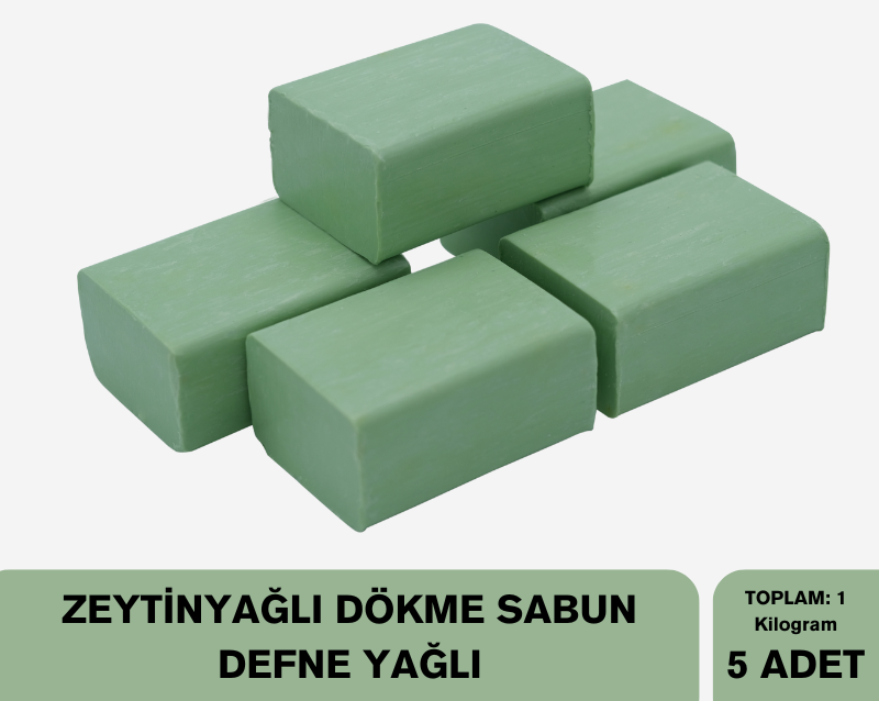 %100 Doğal Defneli Zeytinyağı Sabunu - 5 Adet