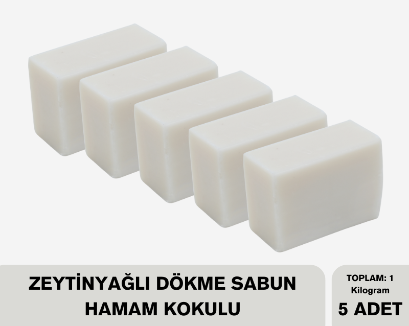 %100 Doğal Hamam Kokulu Zeytinyağı Sabunu - 5 Adet