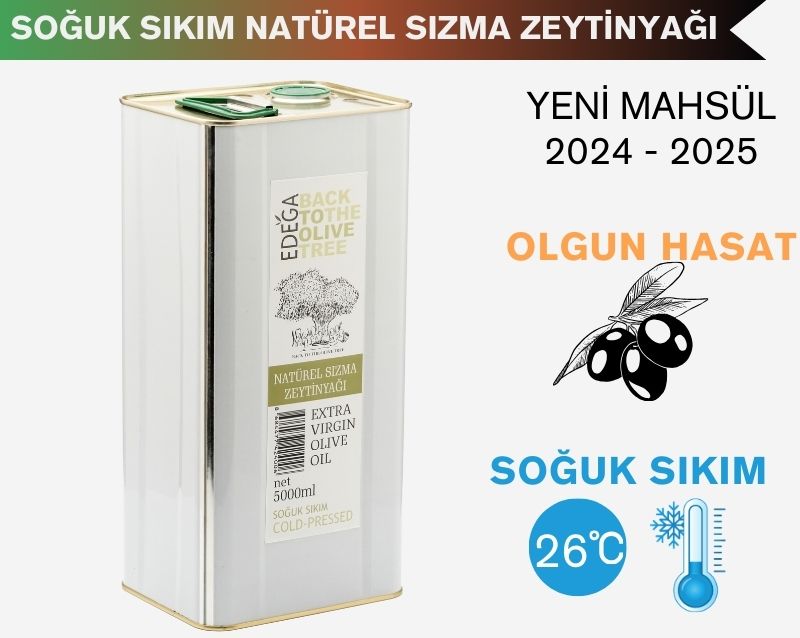 Soğuk Sıkım Natürel Sızma Zeytinyağı 5 Litre Teneke Ambalaj (Filtreli)